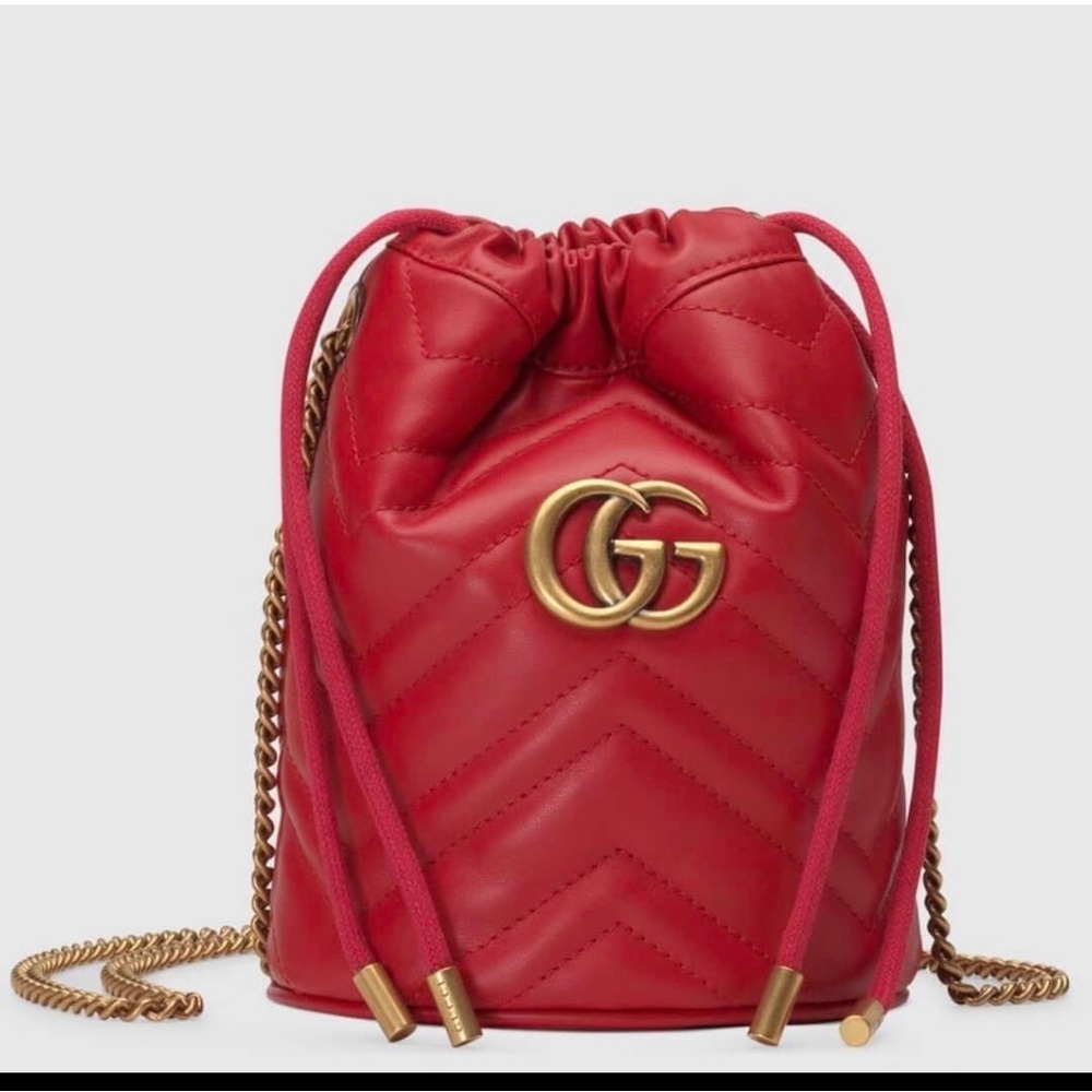Gucci Red Quilted Leather Bucket Bag